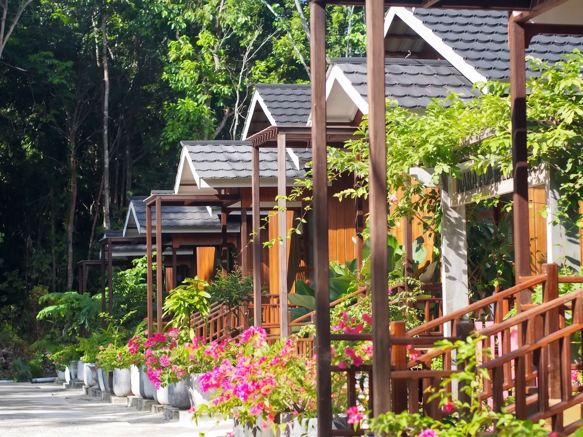 Seaview chalets built into the limestone karst
